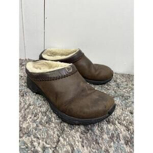 Merrell Shoes Womens 7.5 Encore Chill Stitch Slip On Casual Leather Brown